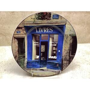 Sakura Storefronts "Livres" Luncheon Salad or Dessert Plate - 8" - Paris France